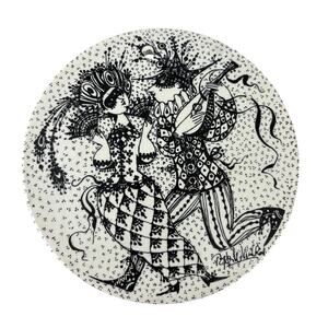 Bjorn Wiinblad Masquerade Wall Plate February 3013-2 Nymolle Denmark 1970s MCM